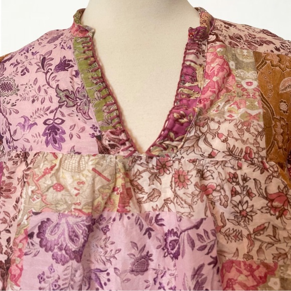 Johnny Was Bertha Top Flowy Bohemian Patchwork Shirt Size Medium - Picture 6 of 16
